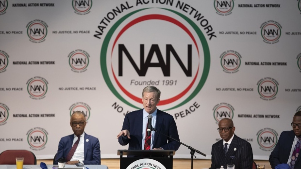 Tom Steyer, co-founder of NextGen Climate Action Committee and 2020 Democratic presidential candidate, speaks during the National Action Network (NAN) South Carolina Ministers' Breakfast in North Charleston, South Carolina, U.S., on Wednesday, Feb. 26, 2020. Joe Biden scored a major boost Wednesday when influential South Carolina Representative Jim Clyburn endorsed him for the Democratic presidential nomination.
