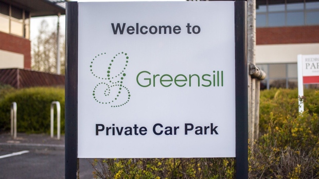 A 'Welcome to Greensill' private parking sign outside the offices of Greensill Capital (U.K.) Ltd. in the Daresbury Park business estate near Warrington, U.K., on Thursday, April 15, 2021. Critics have accused the ruling Conservative party of "sleaze" and called for an overhaul of the U.K.'s lobbying rules after it emerged former premier David Cameron lobbied ministers on behalf of the now insolvent finance firm Greensill Capital. Photographer: Anthony Devlin/Bloomberg