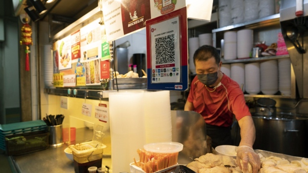 Customers eat atthe Hong Lim Market and Food Centre.