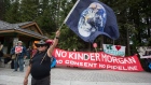 Demonstrations against the Trans Mountain pipeline expansion in 2018, when it was still in the hands of Kinder Morgan.