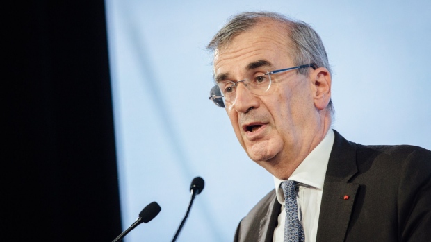 Francois Villeroy de Galhau, governor of the Bank of France, speaks at the Europlace financial forum in Paris, France, on Wednesday, Oct. 7, 2020. European Central Bank (ECB) Governor Lagarde pledged not to remove monetary support until the coronavirus crisis is over, reinforcing her message that central banks and fiscal authorities must work together.