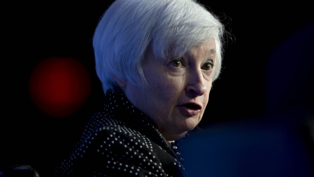 Janet Yellen, chair of the U.S. Federal Reserve, speaks during an Economic Club of Washington discussion in Washington, D.C., U.S.