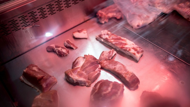 Cuts of pork are displayed for sale at a market in Hanoi, Vietnam, on Monday, May 27, 2019. Pork has long been the protein of choice for the Vietnamese. As of last year, about 70% of all meat consumed in the country was pork, while chicken made up about 20%, followed by beef at less than 10%. Photographer: Yen Duong/Bloomberg