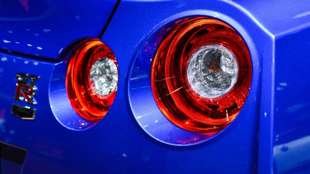 The rear tail lights of a Nissan Motor Co. GT-R sports vehicle 50th Anniversary Edition are seen at the Tokyo Motor Show in Tokyo, Japan, on Thursday, Oct. 24, 2019. From cars that can shape-shift to an entire living room on wheels, automakers are showing off their wildest ideas on the future of transport at this year's Tokyo Motor Show, which will run through Nov. 4. Photographer: Noriko Hayashi/Bloomberg