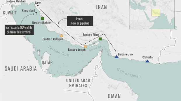 BC-Iran-Plans-Oil-Exports-Next-Month-from-New-Port-Beyond-Hormuz