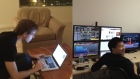Kyle Davies working from an apartment, left, and Su Zhu in one of the company’s early offices.