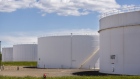 Storage tanks at a Colonial Pipeline Inc. facility in Avenel, New Jersey, U.S., on Wednesday, May 12, 2021. Motorists across a broad swath of the U.S. East Coast and South are struggling to find gasoline and diesel as filling stations run dry amid the unprecedented pipeline disruption caused by a criminal hack.