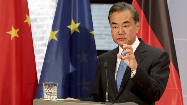 BERLIN, GERMANY - SEPTEMBER 01: China's Foreign Minister Wang Yi addresses the media during a joint press conference with German Foreign Minister Heiko Maas as part of a meeting on September 01, 2020 in Berlin, Germany. (Photo by Michael Sohn - Pool / Getty Images)