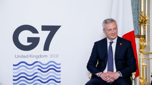 Bruno Le Maire, France's finance minister, attends the first day of the Group of Seven Finance Ministers summit in London, U.K., on Friday, June 4, 2021. U.K. Chancellor Rishi Sunak will host G-7 finance ministers and central bank chiefs, ahead of the main summit next week.