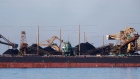 A bulk freighter is loaded with coal at the Westshore terminal in Delta, British Columbia in 2019.