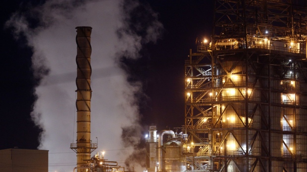 Emissions rise from the refinery in Norco, Louisiana, U.S.