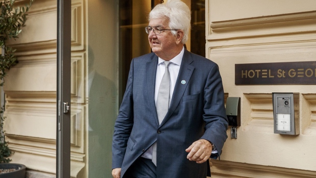 Robert Holzmann, governor of Austria's central bank, departs from a hotel following interviews in Helsinki, Finland, on Friday, Sept. 13, 2019. Holzmann said the easing package approved by the European Central Bank on Thursday was possibly a mistake and can be changed after incoming President Christine Lagarde takes over from Mario Draghi. Photographer: Roni Rekomaa/Bloomberg