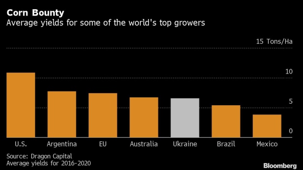​Ukraine is the fourth-largest shipper of corn, delivering grain to nations from Morocco to Bangladesh and Indonesia. Photographer: Vincent Mundy/Bloomberg