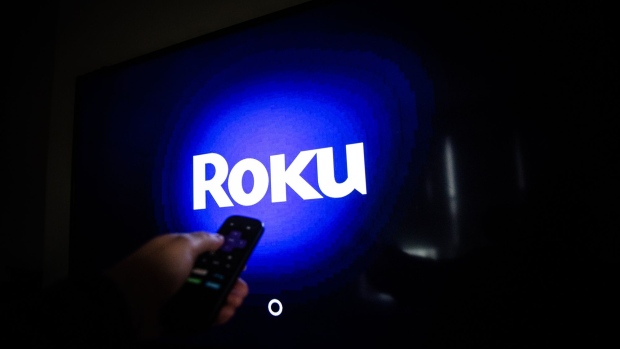 A Roku Inc. signage on a Smart television in an arranged photograph in Hastings-on-Hudson, New York, U.S., on Sunday, May 2, 2021. Roku Inc. is scheduled to release earnings figures on May 6. Photographer: Tiffany Hagler-Geard/Bloomberg