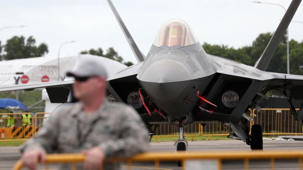 A United States Air Force (USAF) F-35B Lighting II jet, manufactured by Lockheed Martin Corp., at the Singapore Airshow held at the Changi Exhibition Centre in Singapore, on Wednesday, Feb. 7, 2018. The air show runs through Feb. 11.