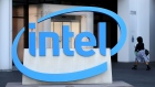 SANTA CLARA, CA - APRIL 26: The Intel logo is displayed outside of the Intel headquarters on April 26, 2018 in Santa Clara, California. Intel will report first quarter earnings today after the closing bell. (Photo by Justin Sullivan/Getty Images) Photographer: Justin Sullivan/Getty Images