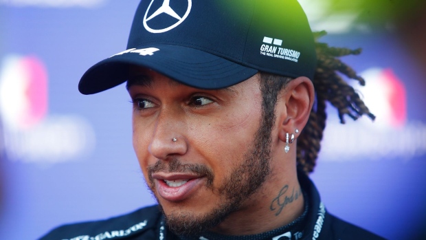 BAKU, AZERBAIJAN - JUNE 05: Second placed qualifier Lewis Hamilton of Great Britain and Mercedes GP looks on in parc ferme during qualifying ahead of the F1 Grand Prix of Azerbaijan at Baku City Circuit on June 05, 2021 in Baku, Azerbaijan. (Photo by Maxim Shemetov - Pool/Getty Images)