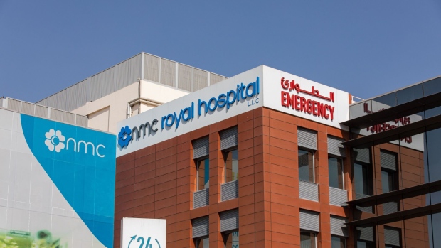 An emergency department sign sits on display outside the NMC Royal Hospital, operated by NMC Health Plc, in Dubai, United Arab Emirates, on Sunday, March 1, 2020. Troubled NMC Health Plc, the largest private health-care provider in the United Arab Emirates, asked lenders for an informal standstill on its debt as Dubai weighs an injection of capital to safeguard the emirate’s reputation among global investors.