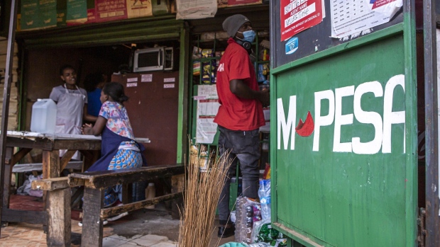 A kiosk offering M-Pesa serviced in Nairobi, Kenya.