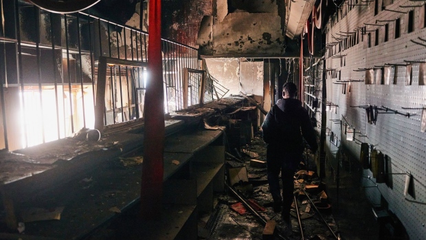 The damaged interior of a burnt-out auto spares store following rioting in the Soweto district of Johannesburg, South Africa, on Thursday, July 15, 2021. Marauding mobs have ransacked hundreds of businesses and destroyed telecommunications towers and other infrastructure, while transport networks and a program to vaccinate people against the coronavirus have been disrupted. Photographer: Waldo Swiegers/Bloomberg