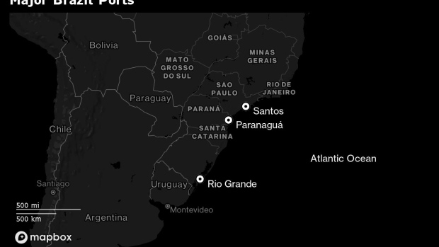 The Port of Santos in Santos, Brazil.