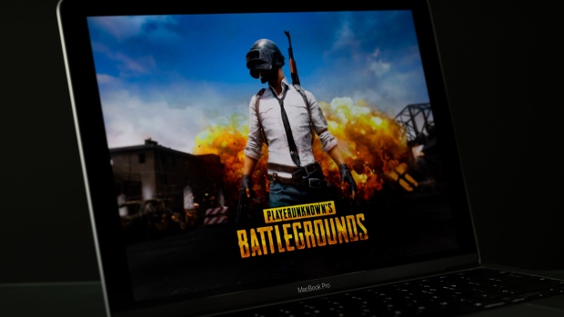 The PlayerUnknown's Battlegrounds (PUBG) video game is arranged a computer screen in Seoul, South Korea, on June 15, 2021. Krafton Inc., the company behind the hit mobile game PUBG, filed to raise as much as 5.6 trillion won ($5 billion) in a South Korean initial public offering that is set to be the country’s largest ever. Photographer: SeongJoon Cho/Bloomberg