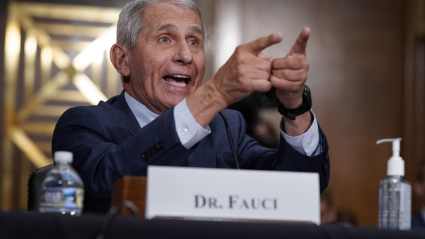 Top infectious disease expert Dr. Anthony Fauci responds to accusations by Sen. Rand Paul, R-Ky., as he testifies before the Senate Health, Education, Labor, and Pensions Committee about the origin of COVID-19, July 20, 2021 on Capitol Hill in Washington, DC. Cases of COVID-19 have tripled over the past three weeks, and hospitalizations and deaths are rising among unvaccinated people. (Photo by J. Scott Applewhite-Pool/Getty Images) Photographer: Pool/Getty Images North America