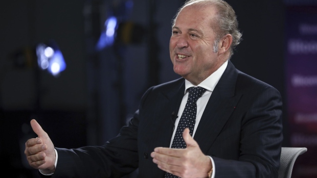 Philippe Donnet, chief executive officer of Assicurazioni Generali SpA, gestures while speaking during a Bloomberg Television interview in Milan, Italy, on Wednesday, Oct. 2, 2019. Generali will pursue both organic growth and M&A opportunities in Europe to tap the lucrative market for insurance, Donnet said in the interview.