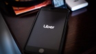 The Uber Technologies logo on a smartphone arranged in Dobbs Ferry, New York, U.S., on Saturday, Feb. 6, 2021. Uber Technologies is scheduled to release earnings figures on February 10. Photographer: Tiffany Hagler-Geard/Bloomberg