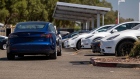 Tesla vehicles outside a store in Rocklin, California, U.S., on Wednesday, July 21, 2021. Tesla Inc. is scheduled to release earnings figures on July 26. Photographer: David Paul Morris/Bloomberg