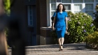 Meng Wanzhou, chief financial officer of Huawei Technologies Co., leaves her home to attend a hearing at the Supreme Court in Vancouver, British Columbia, Canada, on Wednesday, Aug. 4, 2021. Meng faces long odds as her extradition fight enters its final phases, more than two and a half years after her arrest triggered an unprecedented diplomatic impasse between China, the U.S. and Canada.