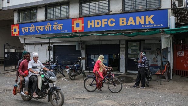 A HDFC Ltd. bank branch in Jalgaon, Maharashtra, India, on Monday, July 19, 2021. More than two-thirds of India's population had antibodies against Covid-19, leaving a large chunk of its 1.4 billion people still vulnerable, a new national sero-survey has found.
