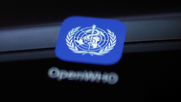The logo for the World Health Organization (WHO) OpenWHO application. Photographer: Stefan Wermuth/Bloomberg