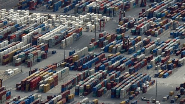 MELBOURNE, AUSTRALIA - AUGUST 26: Shipping containers are seen at the Port of Melbourne on August 26, 2020 in Melbourne, Australia. Melbourne is in stage four lockdown for six weeks until September 13 after sustained days of high new COVID-19 cases. (Photo by Robert Cianflone/Getty Images)