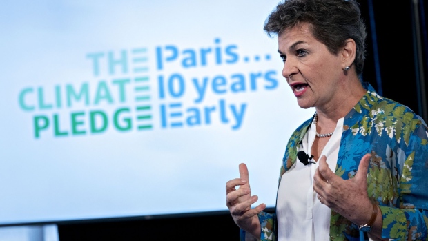 Christiana Figueres, former climate change chief at the United Nations (UN), speaks during an Amazon.com Inc. news conference at the National Press Club in Washington, D.C., U.S., on Thursday, Sept. 19, 2019. Amazon announced sustainability efforts a day before workers around the world, including more than 1,000 employees, are scheduled to walk out to spotlight climate change.