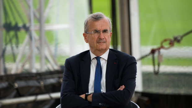 Francois Villeroy de Galhau, governor of the Bank of France, during the Mouvement des entreprises de France (MEDEF) business conference at Longchamp racecourse in Paris, France, on Thursday, Aug. 19, 2021. French economic policy should shift to address the challenges of the climate transition for industry and employment, and focus less on the Covid-19 pandemic, the chief economist of the country’s treasury said.