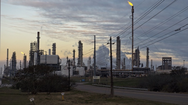 A Valero Energy Corp. refinery in Corpus Christi, Texas, U.S., Friday, Feb. 19, 2021. Natural gas futures fluctuated Friday as an energy crisis plaguing the central U.S. eased amid an outlook for milder weather and a decline in blackouts. Photographer: Eddie Seal/Bloomberg