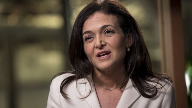 Sheryl Sandberg, chief operating officer of Facebook Inc., speaks during a Bloomberg Television interview at the company's headquarters in Menlo Park, California, U.S., on Wednesday, Jan. 30, 2019. Facebook Inc. reported revenue that beat Wall Street estimates on Wednesday, showing the largest social-media company's advertising business is weathering scrutiny over a series of privacy scandals.
