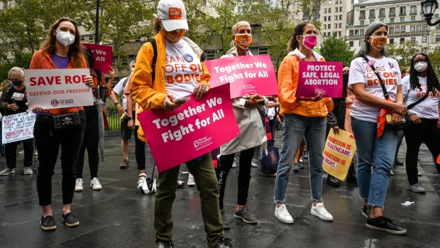 Demonstrators gather during a Planned Parenthood Day of Action Rally in Brooklyn. Photographer: Desiree Rios/Bloomberg