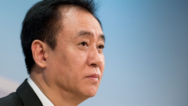 Hui Ka Yan, chairman of China Evergrande Group, pauses during a news conference in Hong Kong, China, on Tuesday, March 26, 2019. Evergrande reported core profit for the full year that beat the highest analyst estimate.