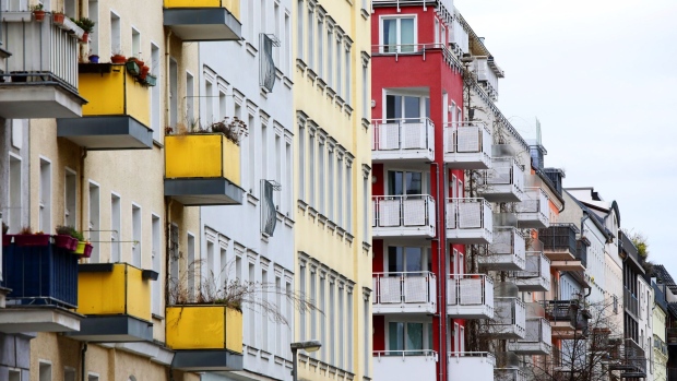 Balconies on apartment blocks in Berlin, Germany, on Thursday, April 15, 2021. Germany's top court struck down Berlin's controversial five-year rent freeze and restrictions forcing landlords to reduce prices, saying the city lacked the power to impose the rules. Photographer: Liesa Johannssen-Koppitz/Bloomberg