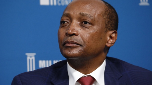 Patrice Motsepe, founder and chairman of African Rainbow Minerals Ltd., listens during the Milken Institute Global Conference in Beverly Hills, California, U.S., on Tuesday, April 30, 2019. The conference brings together leaders in business, government, technology, philanthropy, academia, and the media to discuss actionable and collaborative solutions to some of the most important questions of our time.