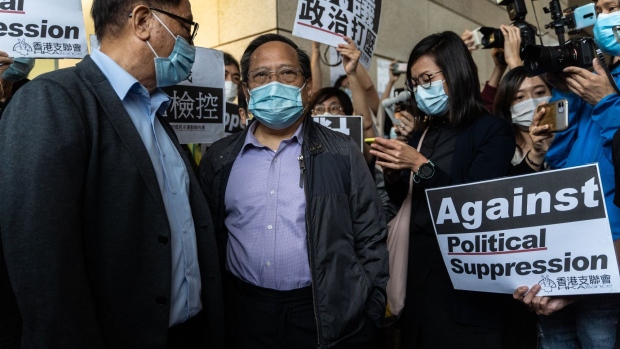 Albert Ho leaves West Kowloon Magistrates Courts in April. Photographer: Chan Long Hei/Bloomberg