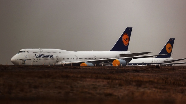 Grounded Boeing Co. 747 aircraft, operated by Deutsche Lufthansa AG, at Frankfurt Airport in Frankfurt, Germany, on Wednesday, March 3, 2021. Lufthansa report 2020 earnings on March 4. Photographer: Alex Kraus/Bloomberg