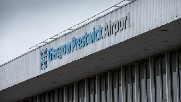 PRESTWICK, SCOTLAND - SEPTEMBER 10: General view of the front of the airport terminal on September 10, 2019 in Prestwick, Scotland. According to The Scotsman Newspaper investigtion the US military has spent £17.2 million at Prestwick airport between October 2017 and March 2019. £9.02 million for refuelling US Military aircraft and the number of stops made by Air Force planes rose from 180 in 2017 to 257 in 2018 and 259 to date this year. Prestwick Airport is situated close to President Trump's Turnberry Golf Resort which has also profited from overnight stays by US Military personnel. (Photo by Robert Perry/Getty Images) Photographer: Robert Perry/Getty Images Europe