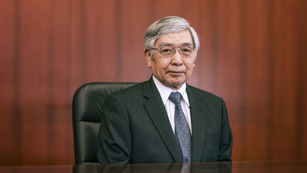 Haruhiko Kuroda, governor of the Bank of Japan (BOJ), at the central bank's headquarters in Tokyo, Japan, on Thursday, May 27, 2021. BOJ will consider climate change in its monetary policy discussions, Kuroda said in his clearest signal yet that the central bank is looking to support the battle against global warming.