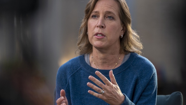 Susan Wojcicki, chief executive officer for YouTube Inc., speaks during a Bloomberg Studio 1.0 television interview in San Bruno, California, U.S., on Thursday, Sept. 23, 2021. YouTube has signed up more than 50 million paid subscribers to its music service, a major milestone for Google’s video site that has long been criticized by record labels and Hollywood studios for giving away their work for free.