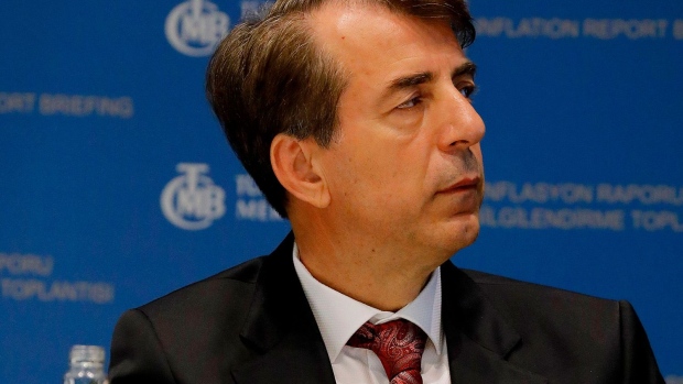 Abdullah Yavas, deputy governor of Turkey's central bank, pauses during a news conference to present the 2019 inflation report in Ankara, Turkey, on Wednesday, July 31, 2019. President Recep Tayyip Erdogan, who fired Turkish central bank Governor Murat Uysal’s predecessor for not lowering rates, said that Uysal’s 425-basis-point cut last week “is not enough."