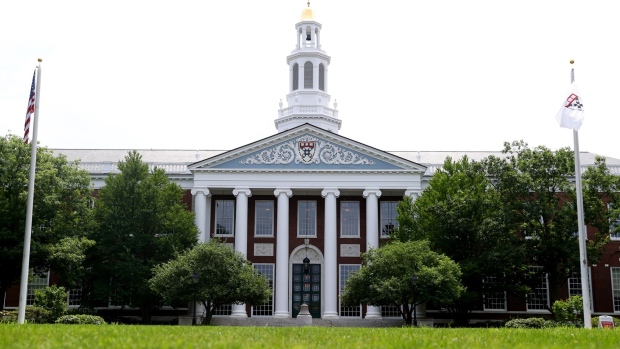 CAMBRIDGE, MASSACHUSETTS - JULY 08: A view of the campus of Harvard Business School on July 08, 2020 in Cambridge, Massachusetts. Harvard and Massachusetts Institute of Technology have sued the Trump administration for its decision to strip international college students of their visas if all of their courses are held online. 