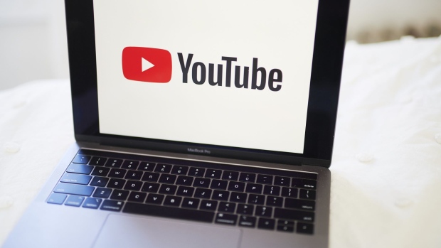 The logo for YouTube Inc. is displayed on a laptop computer in an arranged photograph taken in the Brooklyn borough of New York, U.S., on Sunday, May 10, 2020. The video arm of Alphabet Inc.'s Google is offering new tools and audience statistics specifically for advertising on TV - screen space where YouTube has trailed cable channel. Photographer: Gabby Jones/Bloomberg